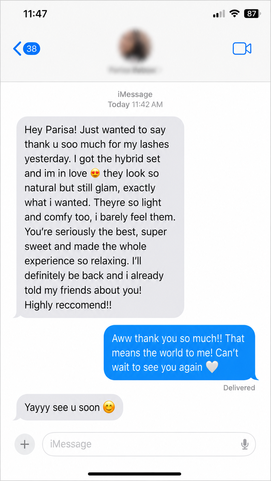 Five-star client review for PB Lashes Toronto (10 of 10)
