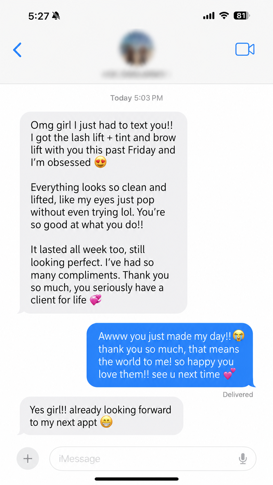 Five-star client review for PB Lashes Toronto (2 of 10)